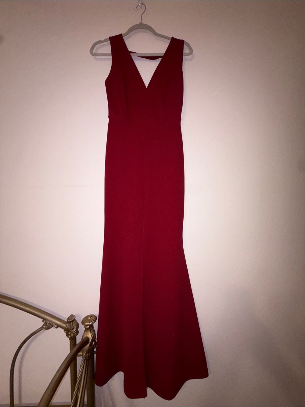 Symphony Crimson V-Neck Maxi Gown